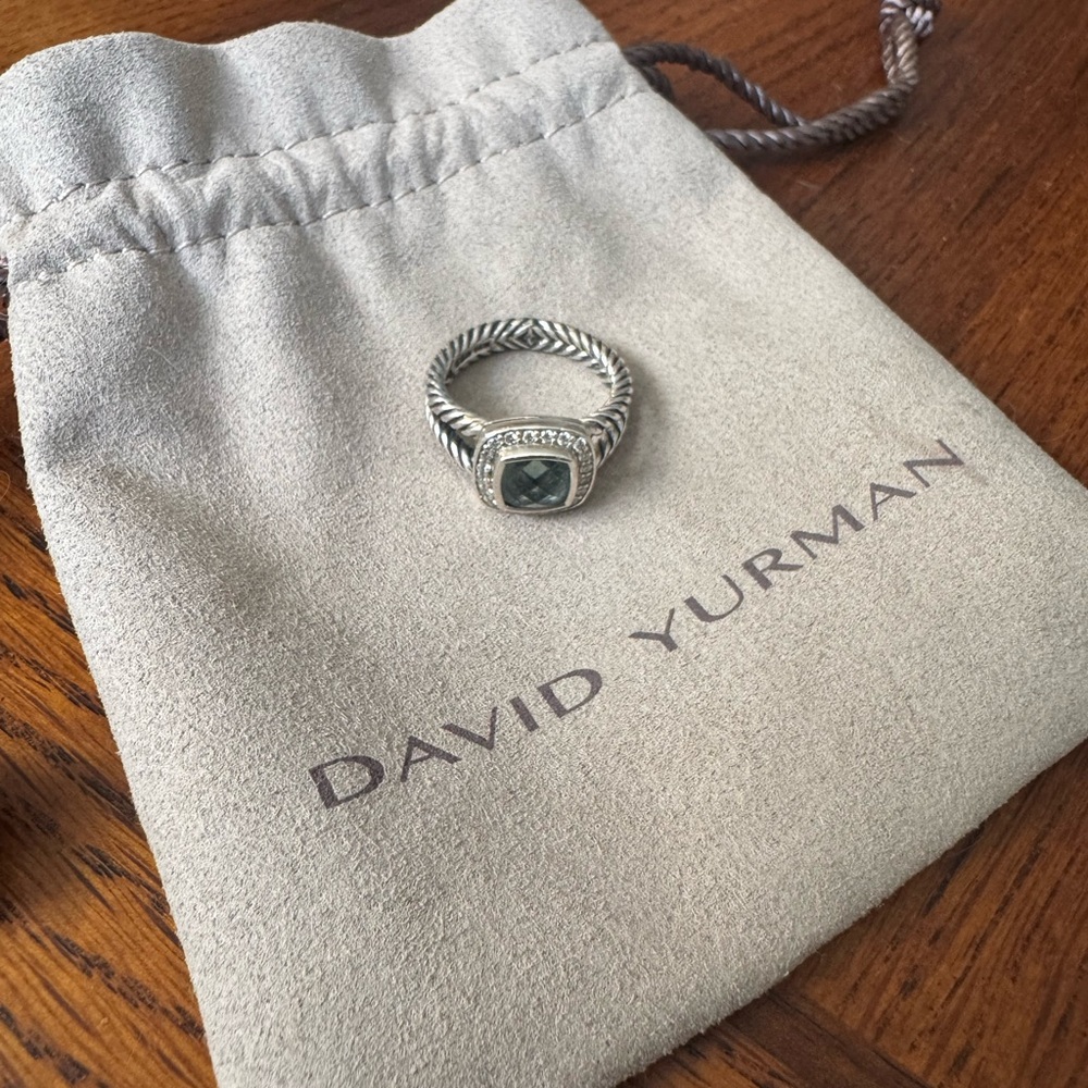 David Yurman Silver Ring with Prasiolite Stone